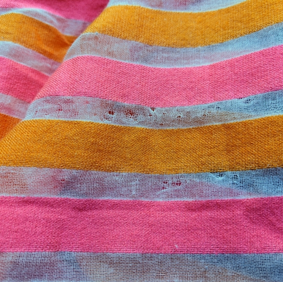 Oversized neon orange/pink striped scarf/wrap - Picture 5 of 5